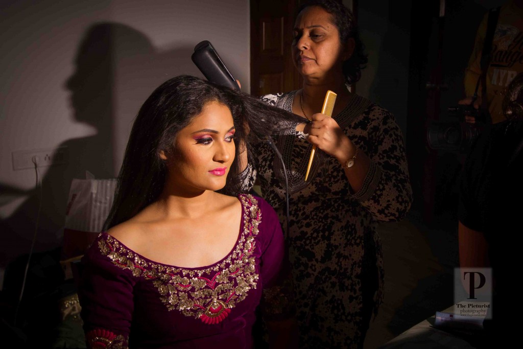 south indian bride readies for her Sangee evening