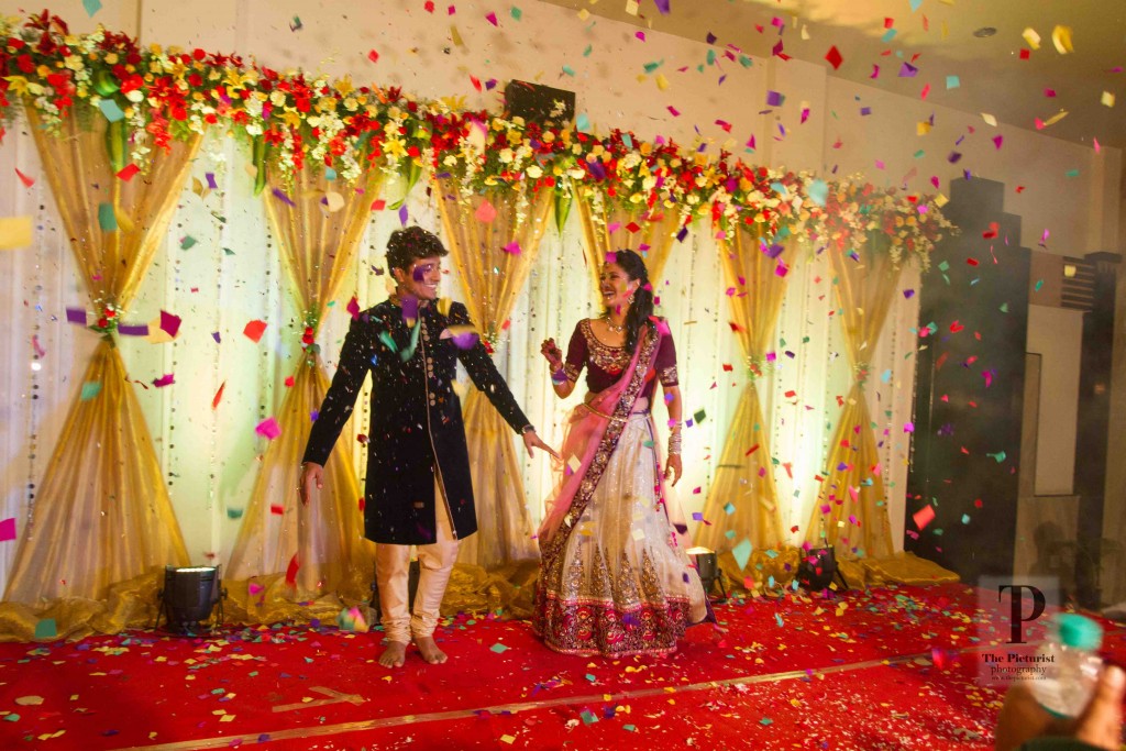 couple dances on the stage for sangeet in The Club, bangalore