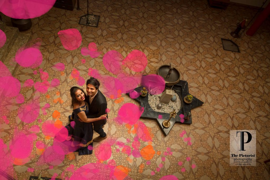 shower of petals pre wedding photos